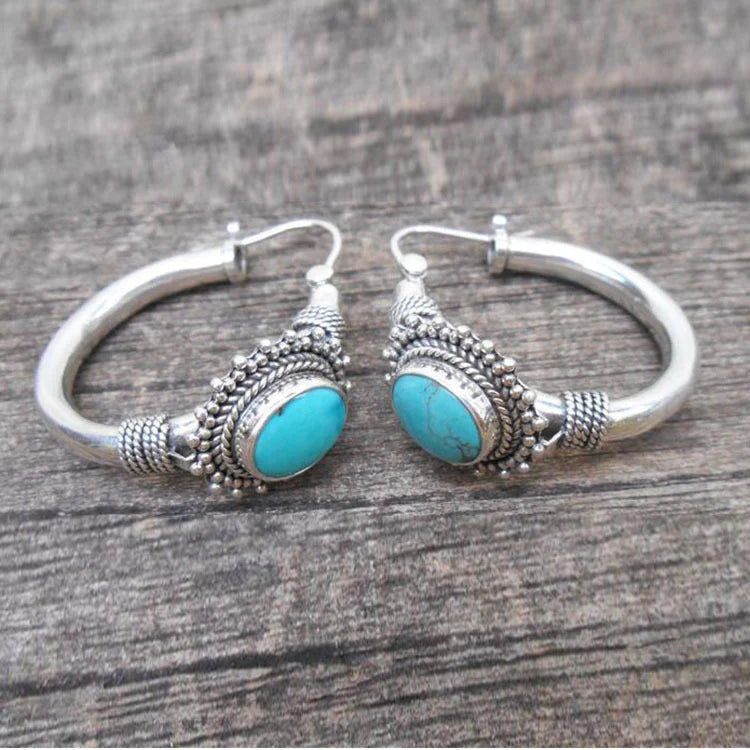 Vintage silver earrings with turquoise stone