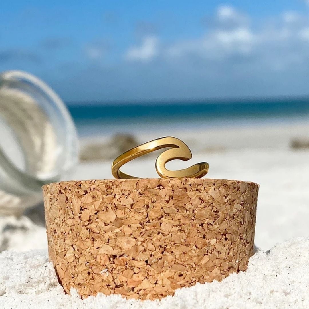 Golden Sea Wave Ring