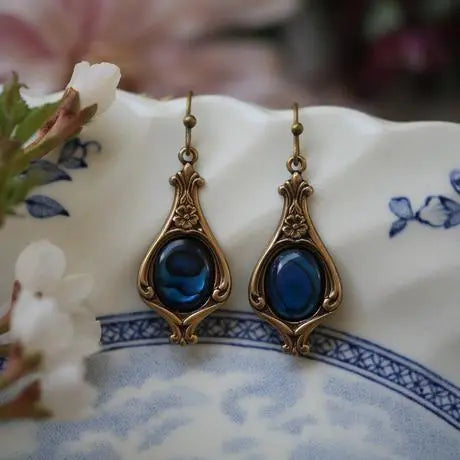 Blue Boho Earrings made of Gold
