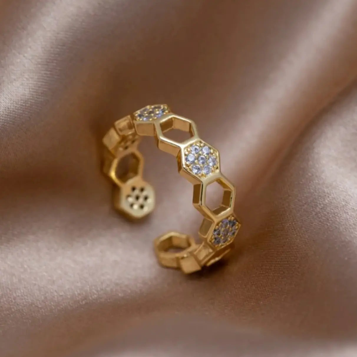 Gold Bee Panel Ring