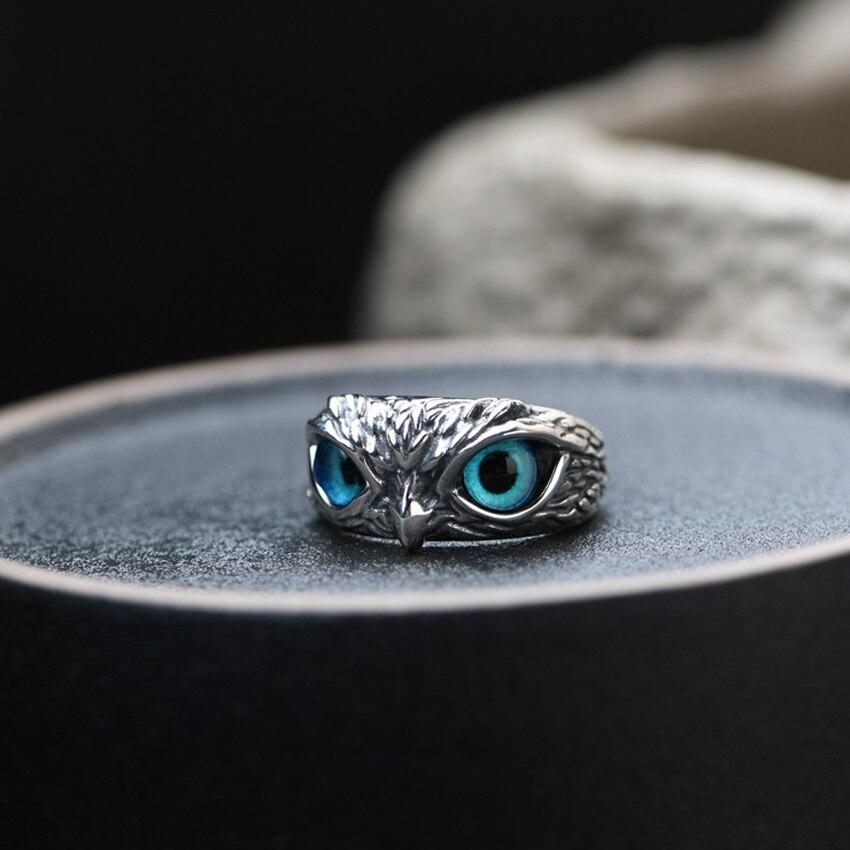Lucky Owl Adjustable Ring Made of Silver and Opal