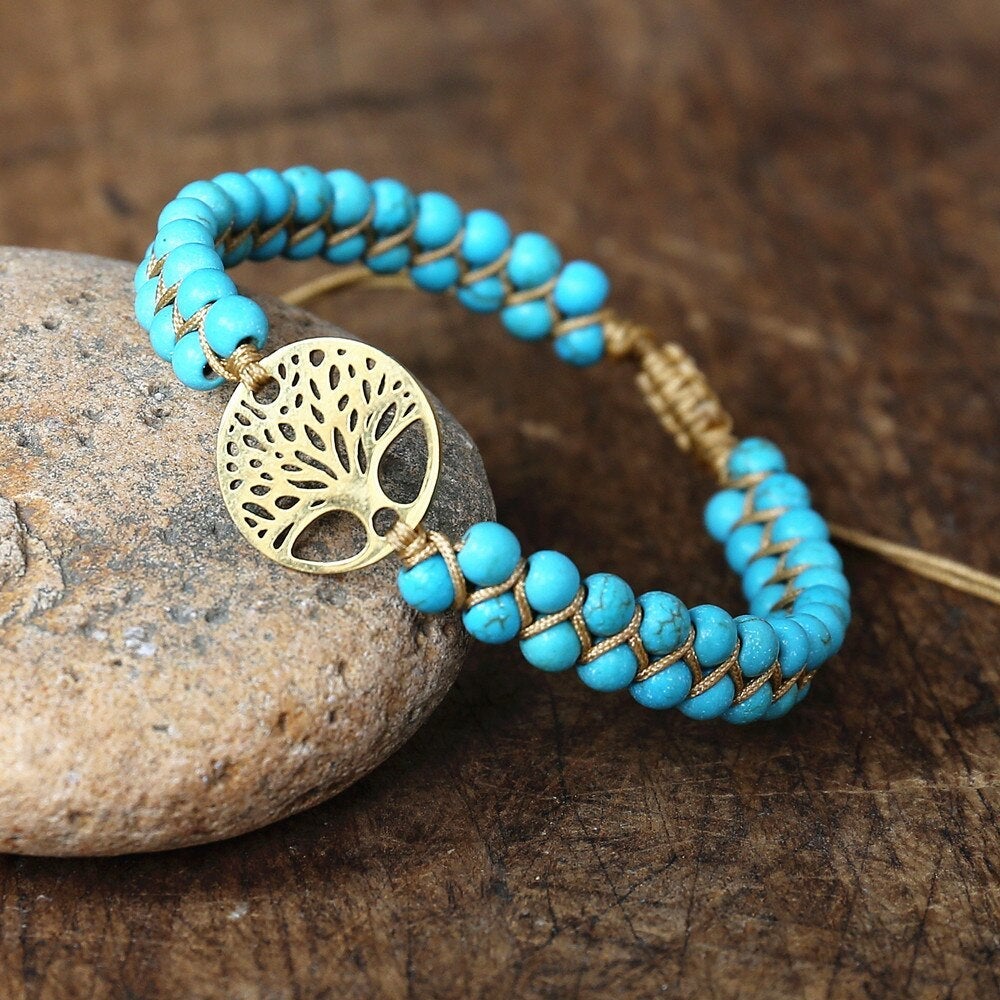 Handmade 'Tree of Life' Bracelet with Turquoise Stone