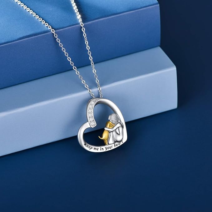 925 Sterling Silver Necklace – Heart & Dog Design with Zirconia