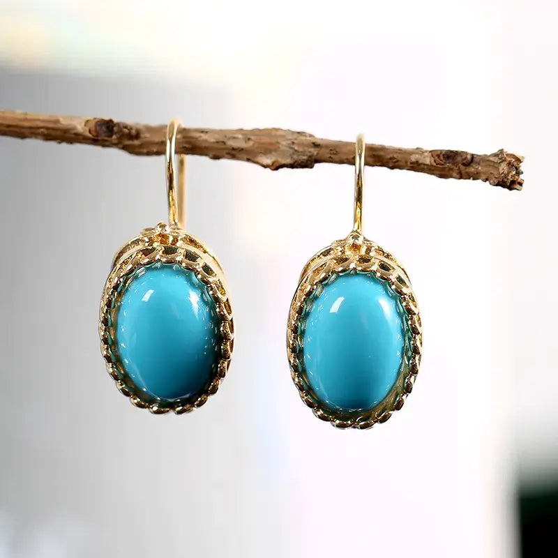 Blue and gold vintage earrings