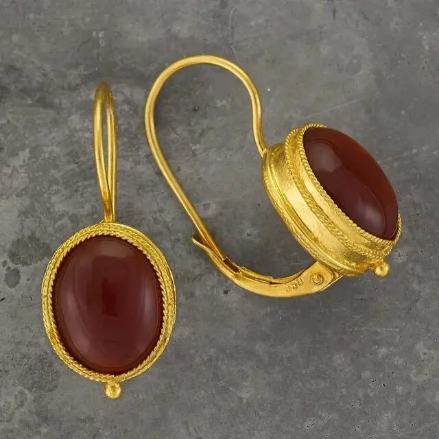 Red Vintage Gold Earrings
