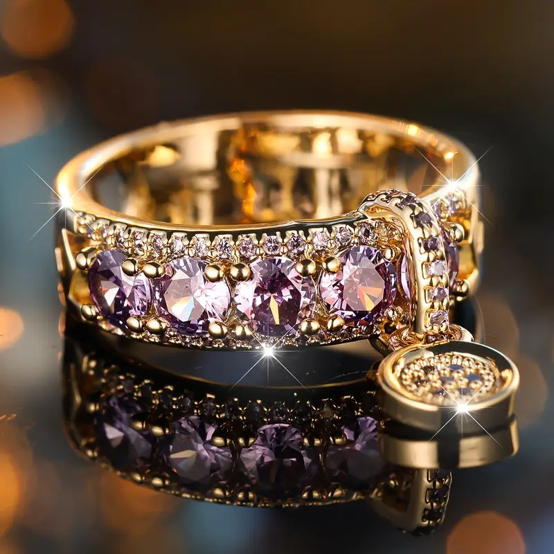 Ring with charm and violet zirconia