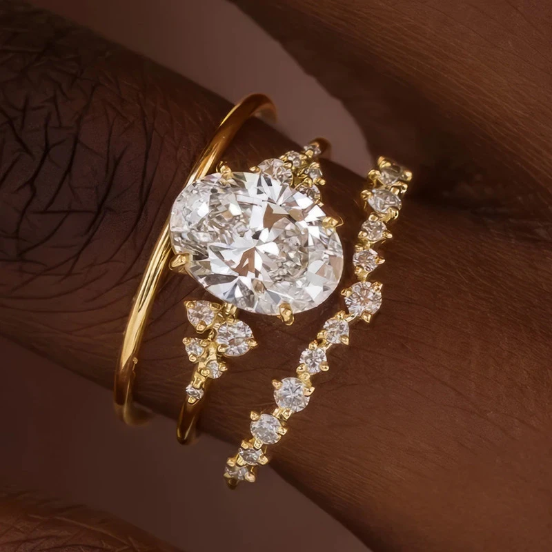 Elegant Ring Set with Zirconia