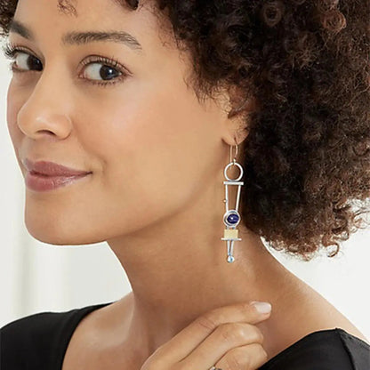 Two-Colored Plaid Earrings