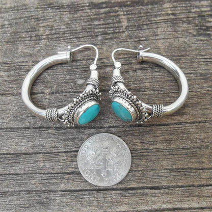 Vintage silver earrings with turquoise stone