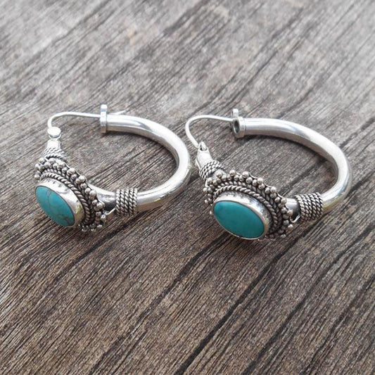 Vintage silver earrings with turquoise stone