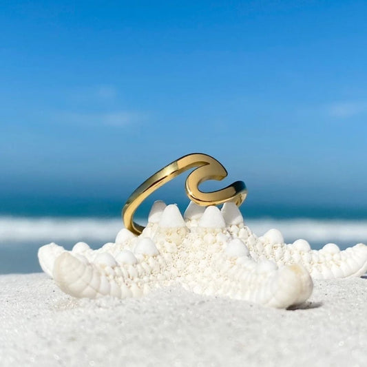 Golden Sea Wave Ring