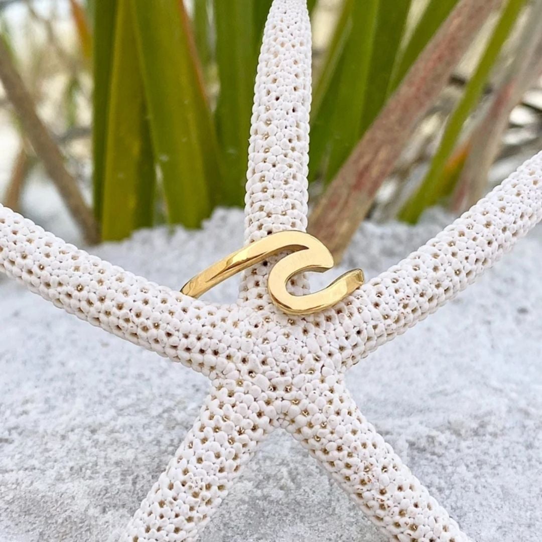 Golden Sea Wave Ring