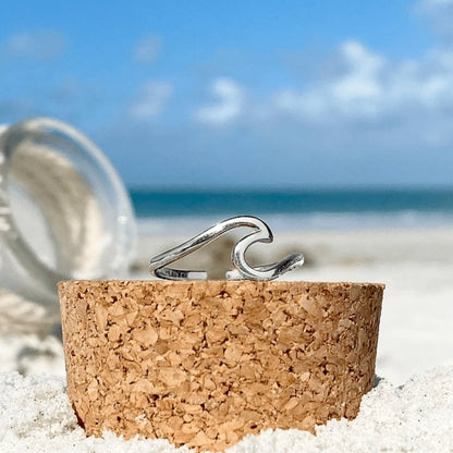 Silver ocean wave ring