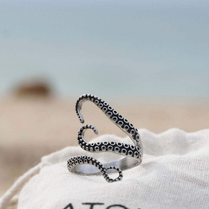 Adjustable Silver Ring with Tentacles
