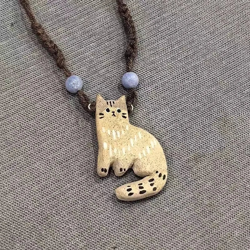 Vintage Cat Star Pendant Necklace