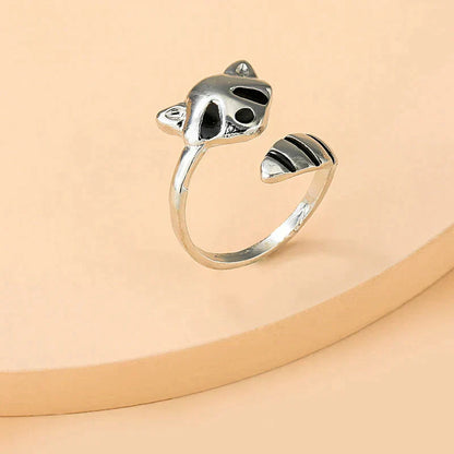 Adjustable Raccoon Ring made of 925 Silver