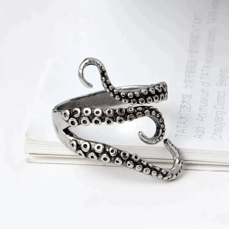 Adjustable Silver Ring with Tentacles