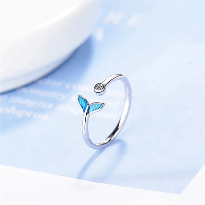 Silver and Zirconia Whale Fluke Ring