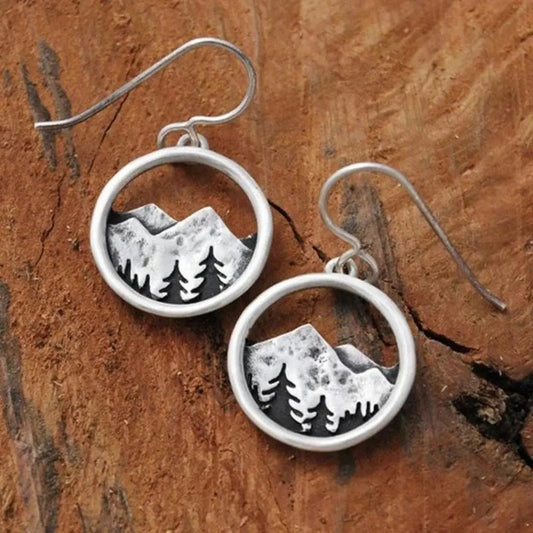 Boho Mountain Silver Earrings