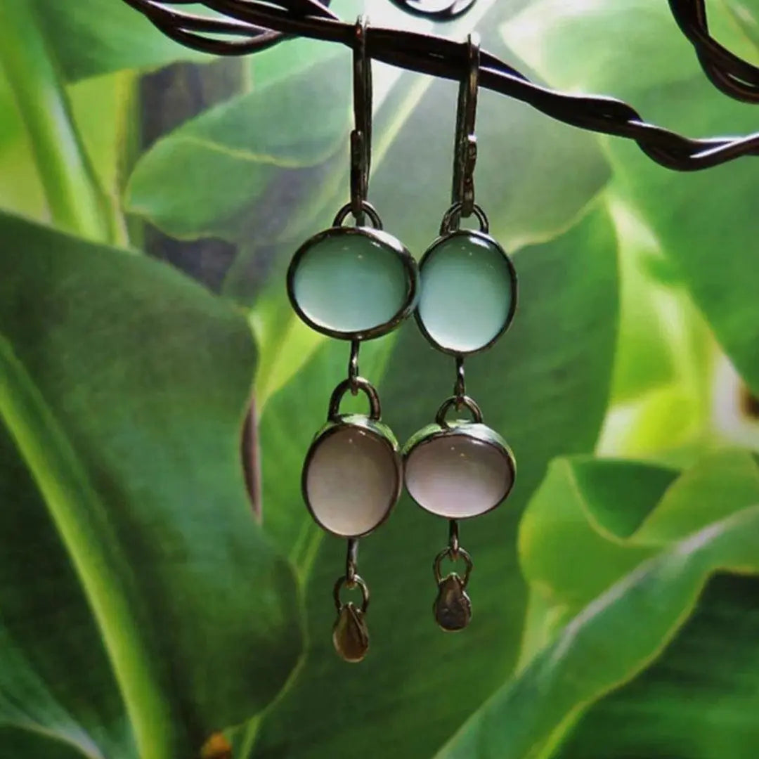 Boho Silver Crystal Earrings