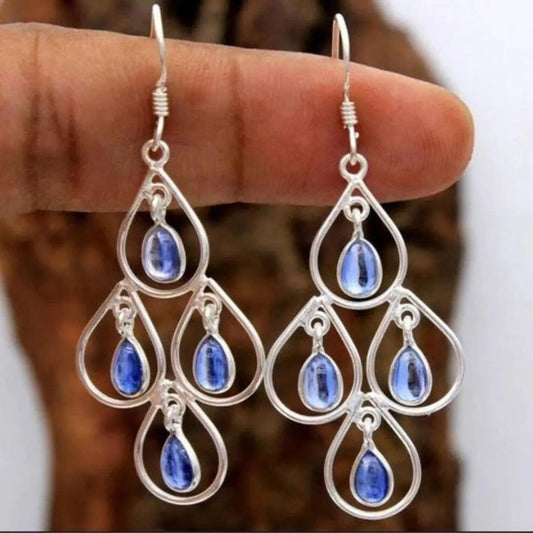 Boho Blue Crystal Rain Earrings