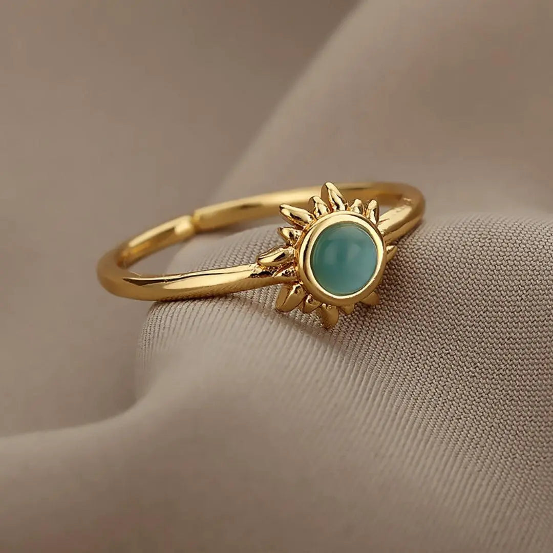 Adjustable Sunstone Ring in Gold