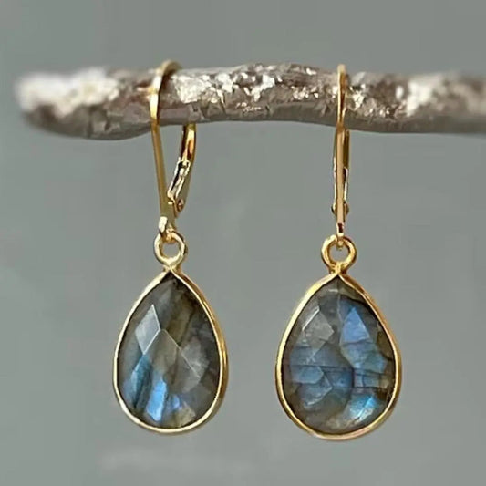 Vintage-Style Blue Crystal Drop Earrings