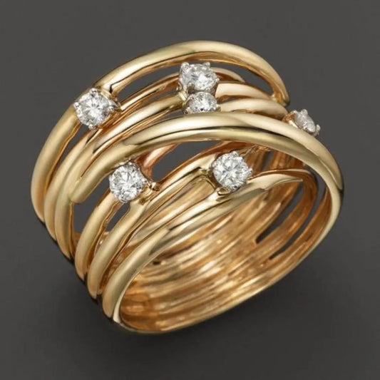 Vintage Gold Zirconia Thin Ring