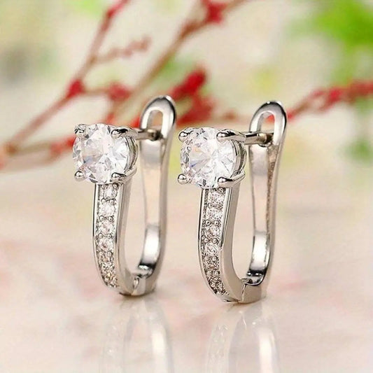 Elegant silver-plated zirconia earrings