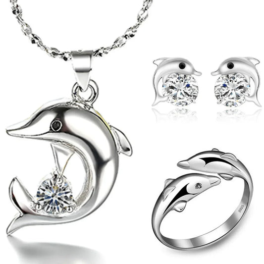Sterling Silver Dolphin Jewelry Set