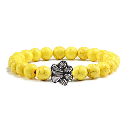Beaded Paw Bracelet – Natural Stone Design