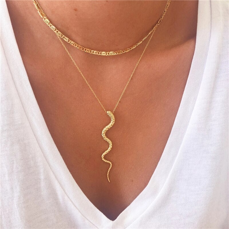 Necklace with snake pendant made of 925 sterling silver