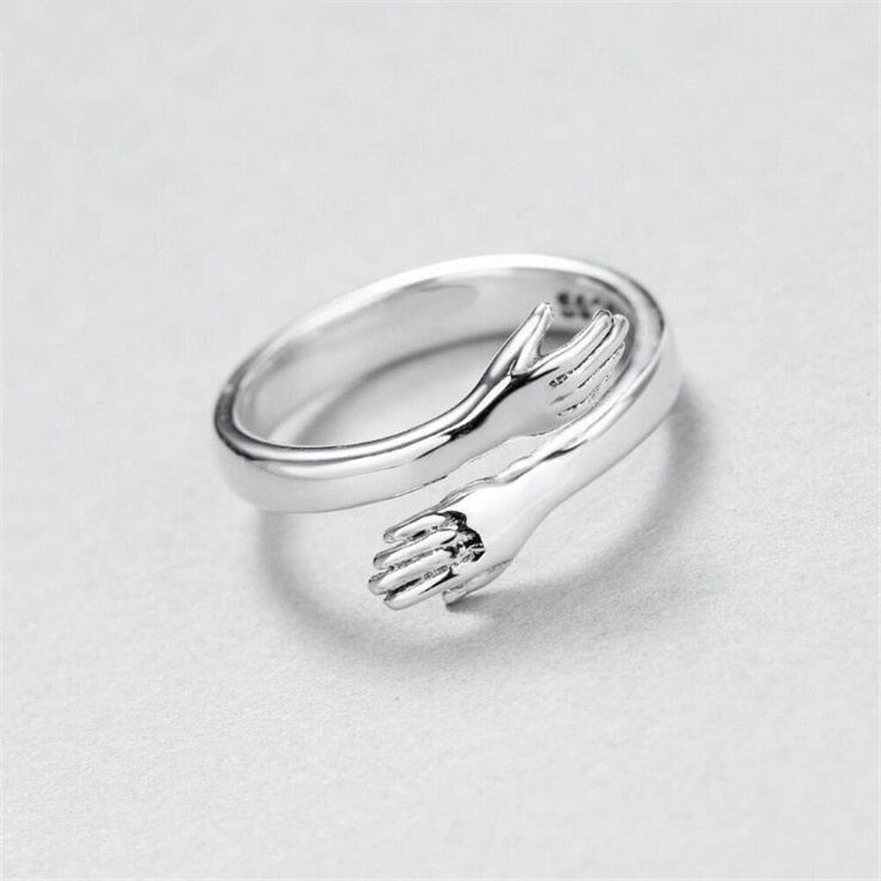 Adjustable Silver Ring "Embrace
