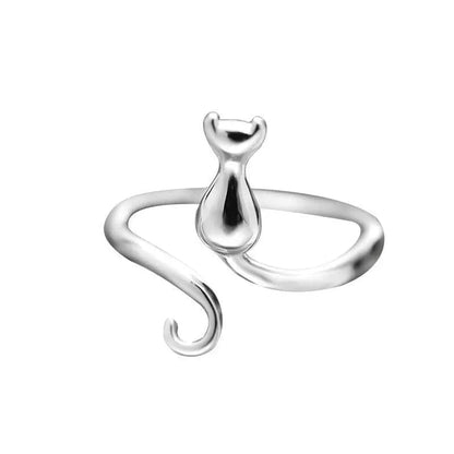 Silver Cat in Boots Ring