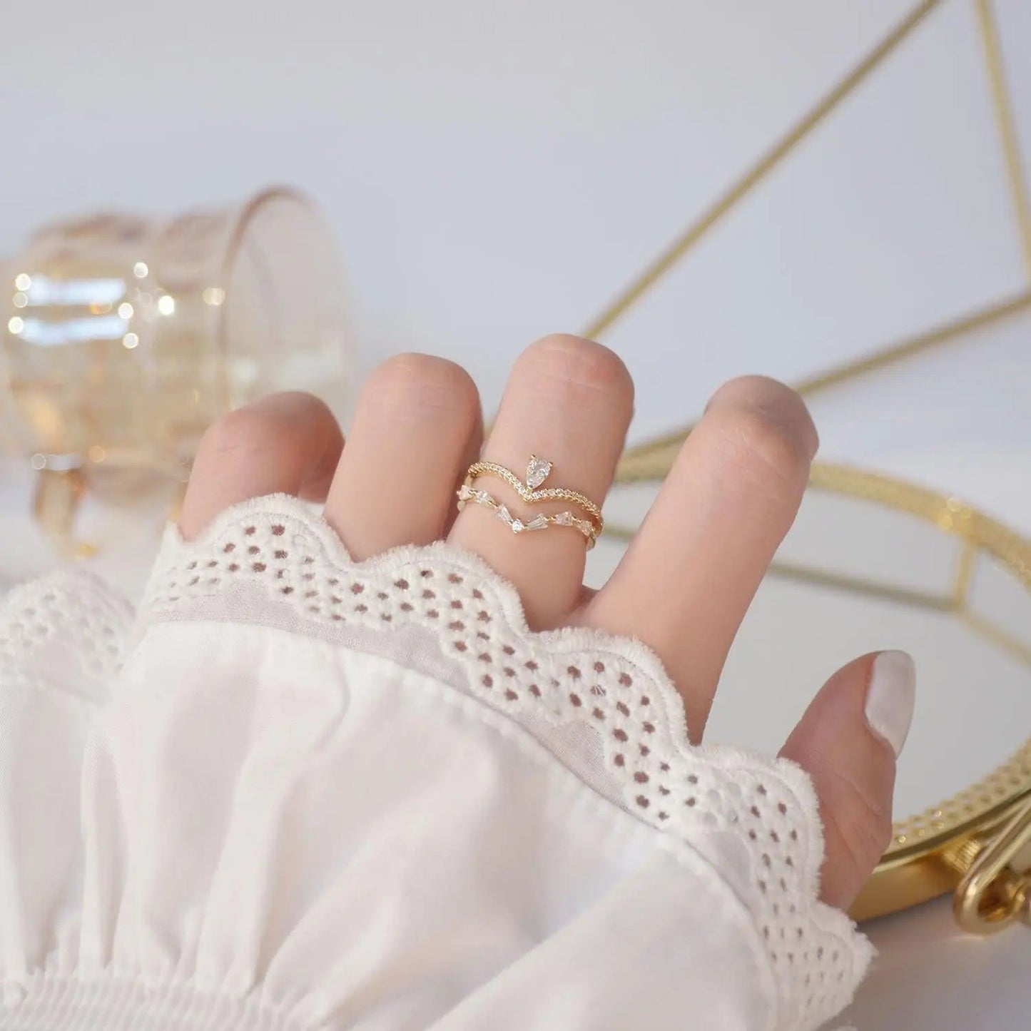 Adjustable Zirconia Ring in Gold