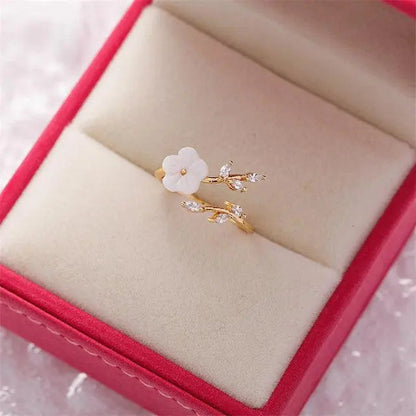 Adjustable Wildflower Ring with Gold