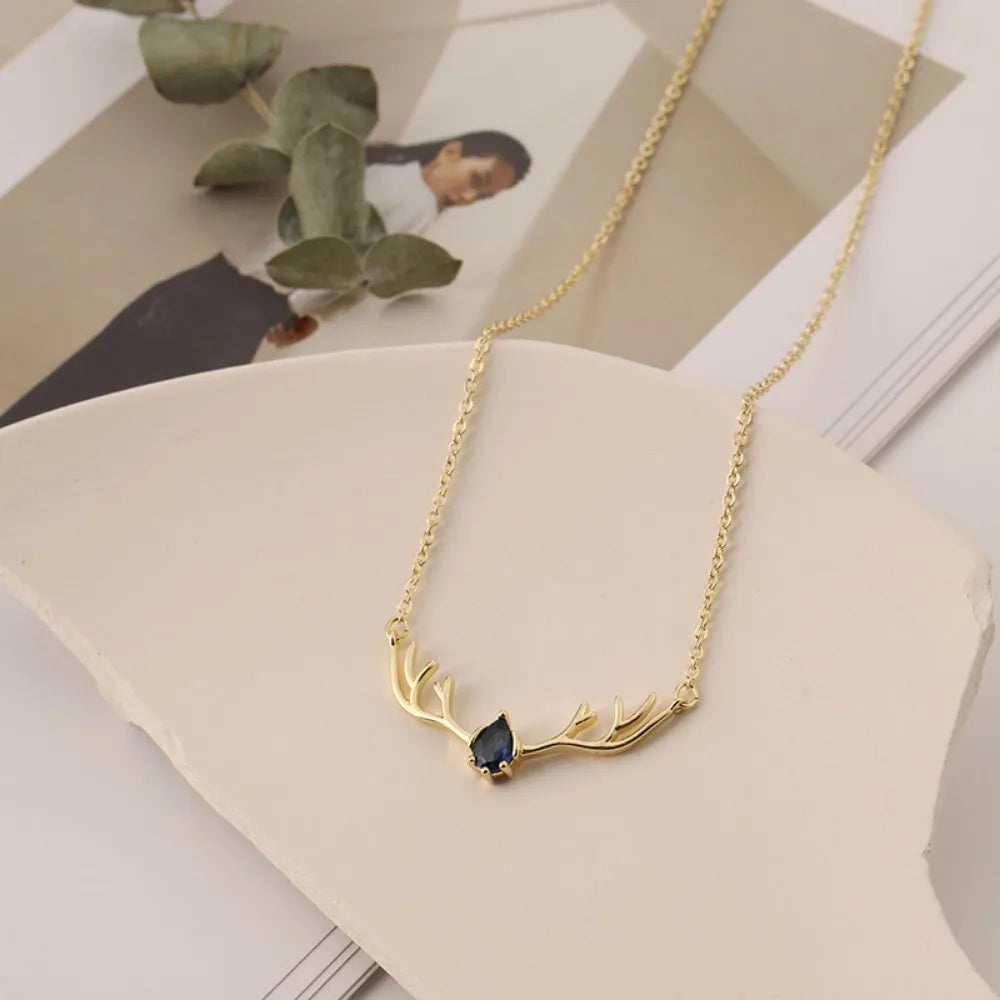 Deer Antler Necklace with Delicate Heart Charm