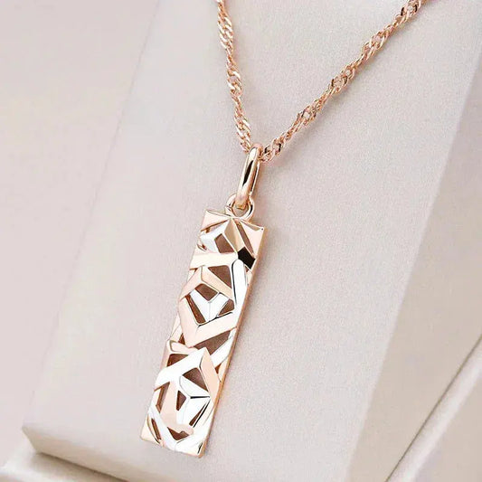 Rectangular Pendant Necklace in Gold