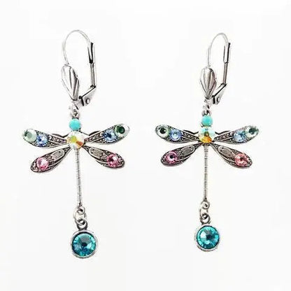 Elegant earrings in the shape of a carved dragonfly