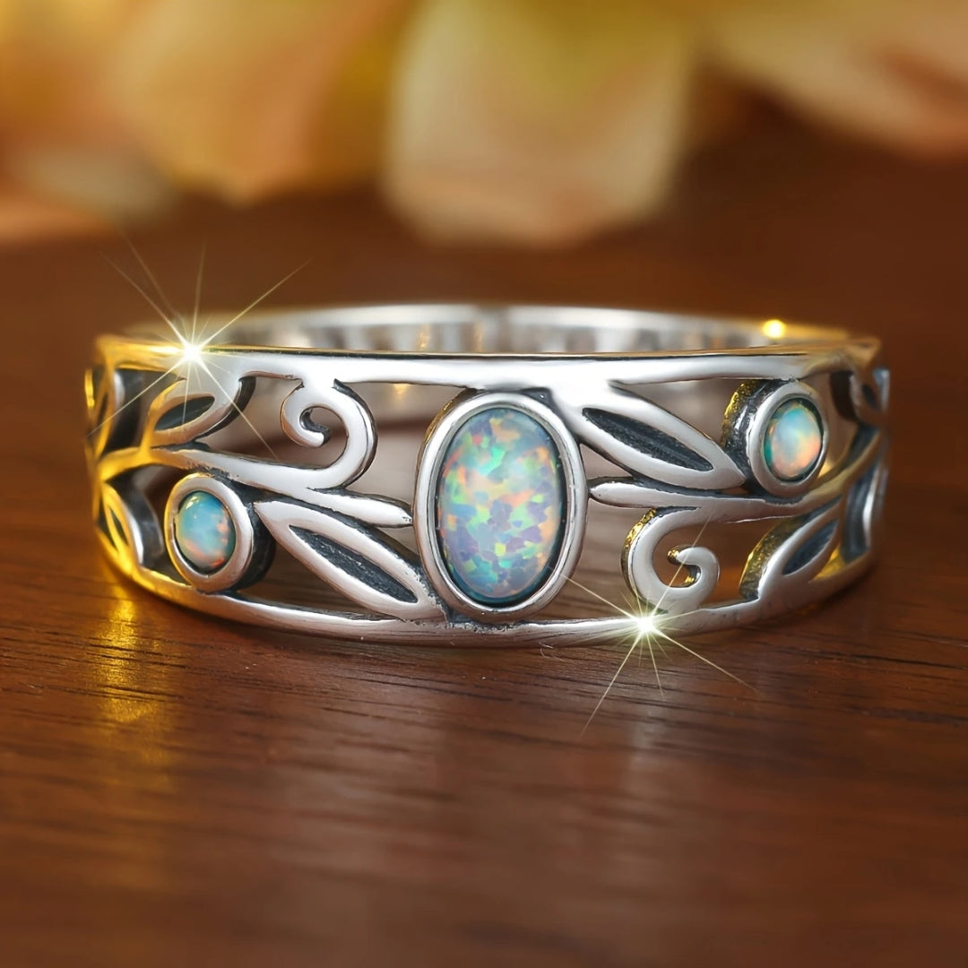 Sparkling Opal Silver Ring