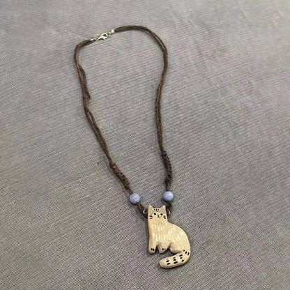 Vintage Cat Star Pendant Necklace
