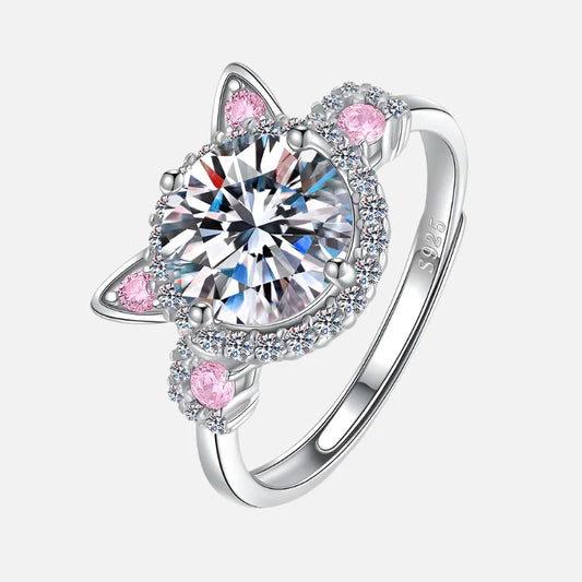 Adjustable Cat Ears Ring with Zirconia