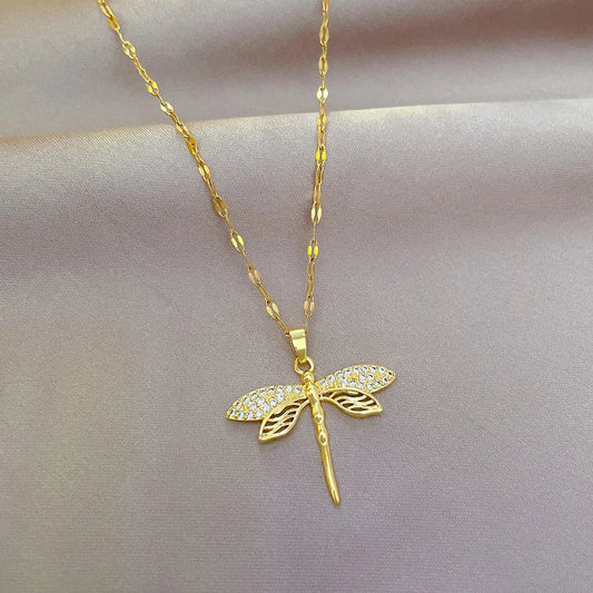 Crystal Dragonfly Necklace – Symbol of Transformation & Beauty