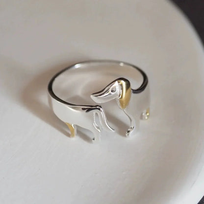 925 Sterling Silver Dachshund Ring – Adjustable Fit