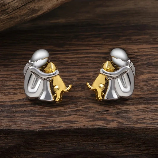 Silver and Gold Two-Tone Hug Earrings