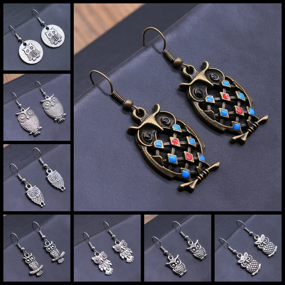 Vintage Owl Bohemian Dangle Earrings