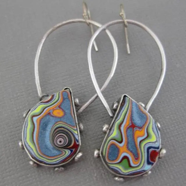 Vintage Multicolor Silver Earrings