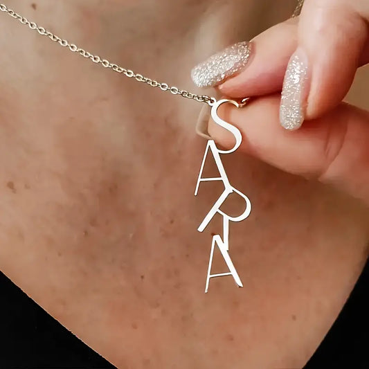 Custom Name Necklace with Vertical Lettering