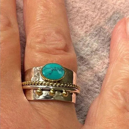 Turquoise wide band ring