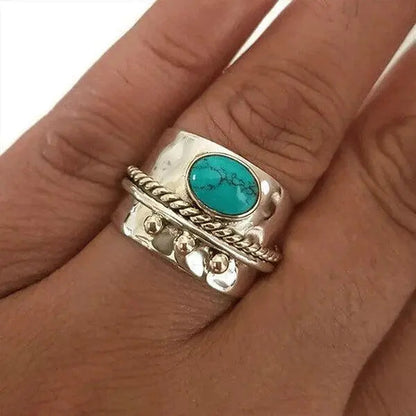 Turquoise wide band ring